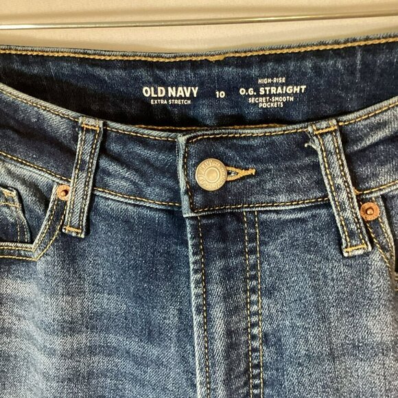 Old Navy Jeans Sz 10 OG Straight Leg Secret Smooth Pockets High Rise Medium Wash - Picture 3 of 10